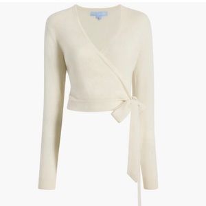 Hill House Ballet Wrap Sweater Size XL Cream Merino Wool